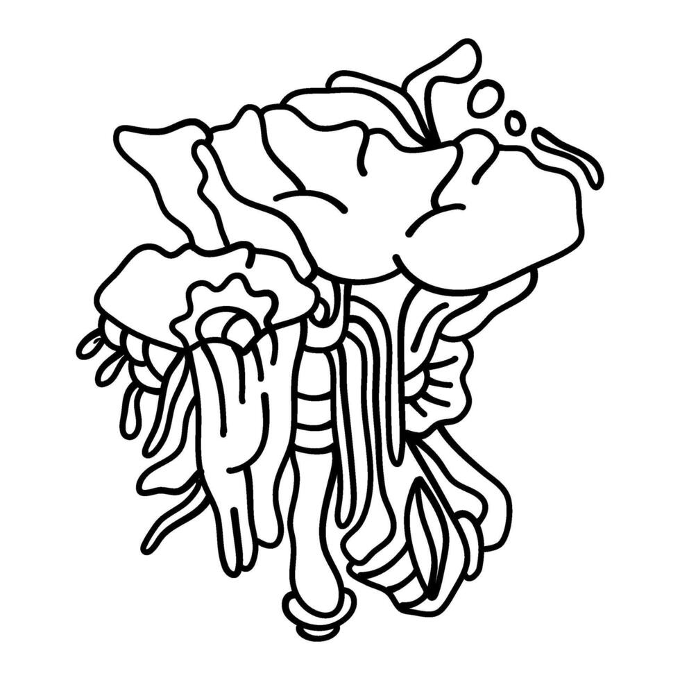 el enigmático seta bosquejo caracteristicas un seta con un misterioso facial expresión, atractivo interpretación y contemplación. Perfecto para ilustraciones, Arte huellas dactilares y hogar decoración. vector