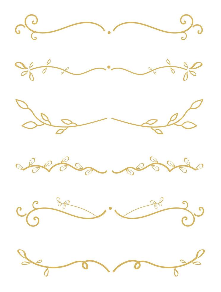 Gold Floral line divider element vector
