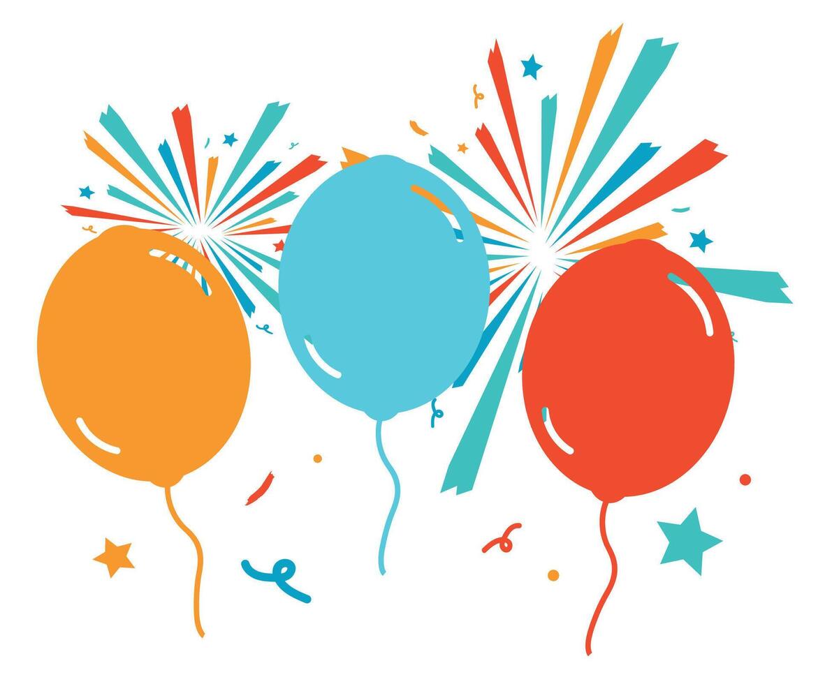 Abstract colorful balloon fireworks vector