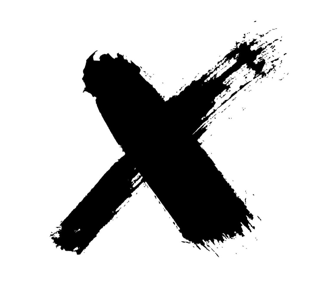 X Mark. Hand drawn grunge icon. brush stroke. Abstract cross shape vector