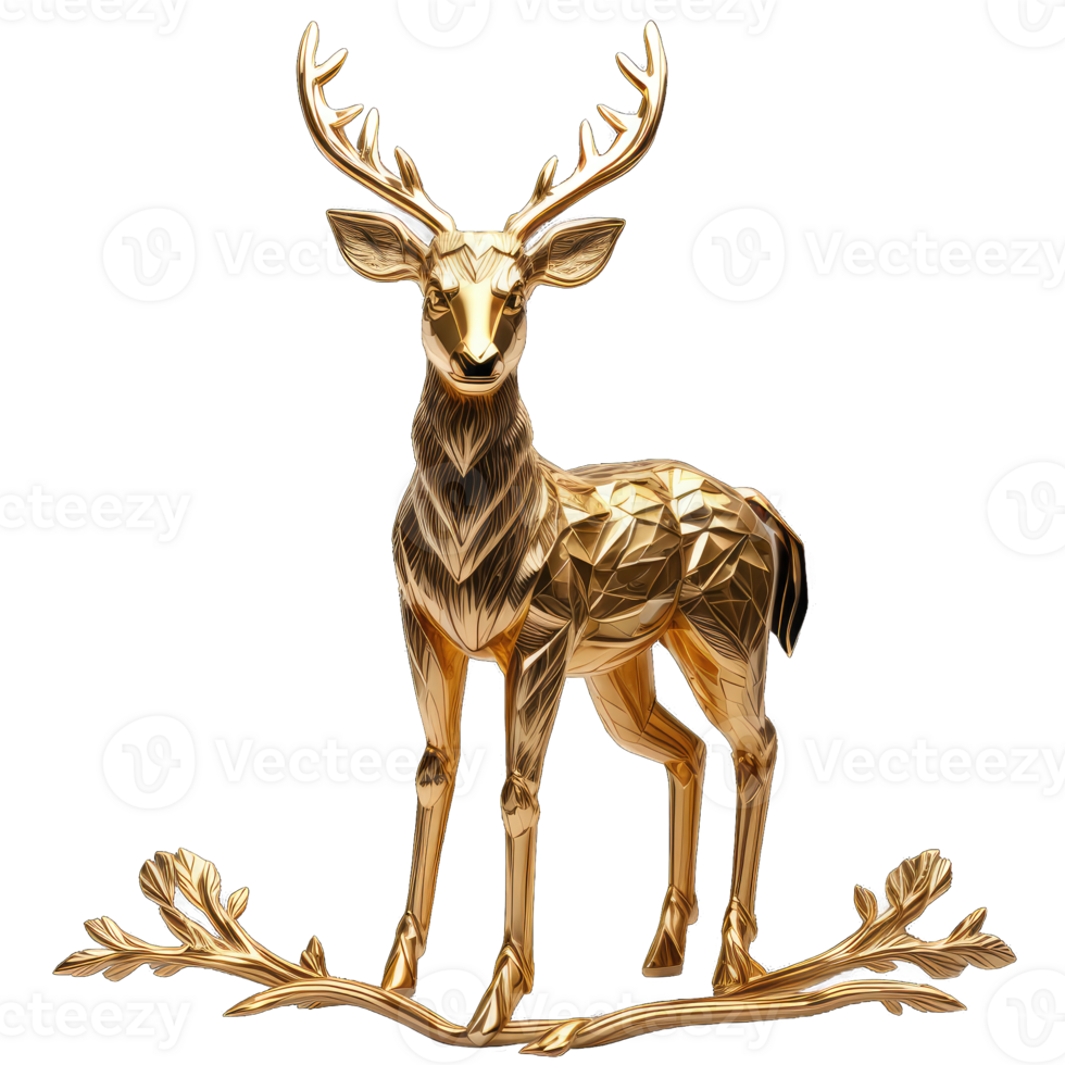 3d icon metalic gold deer png