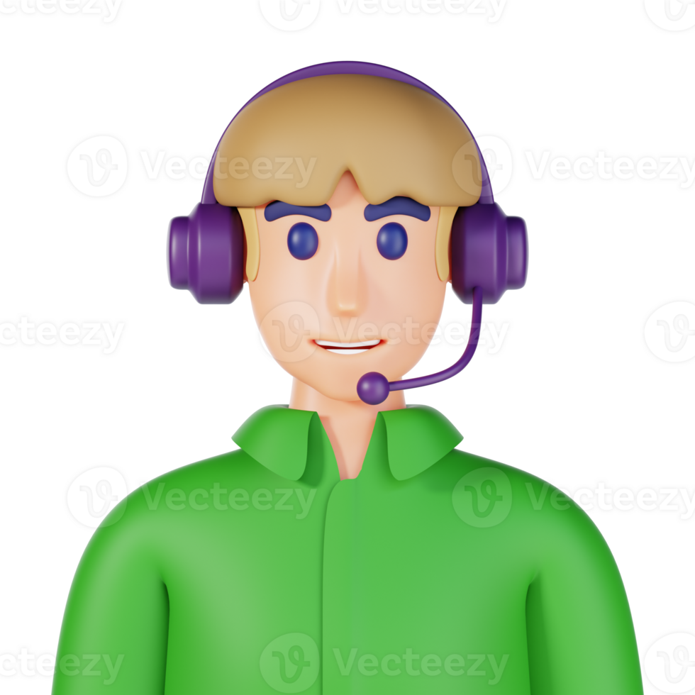 man avatar call center with green shirt png