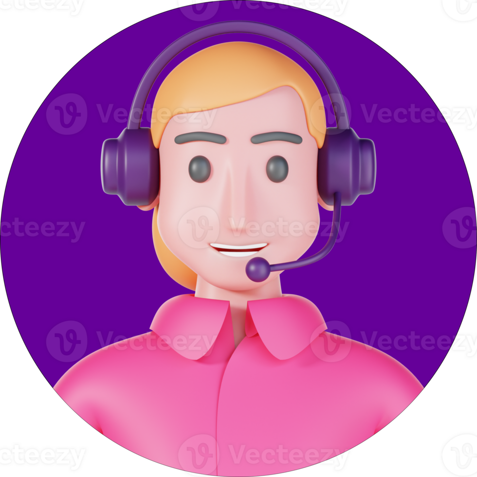 woman avatar call center 3d icon with background png