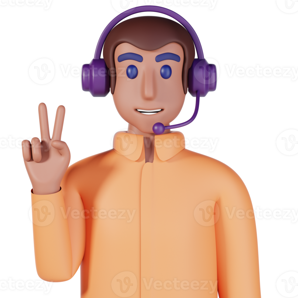 man avatar call center 3d icon png