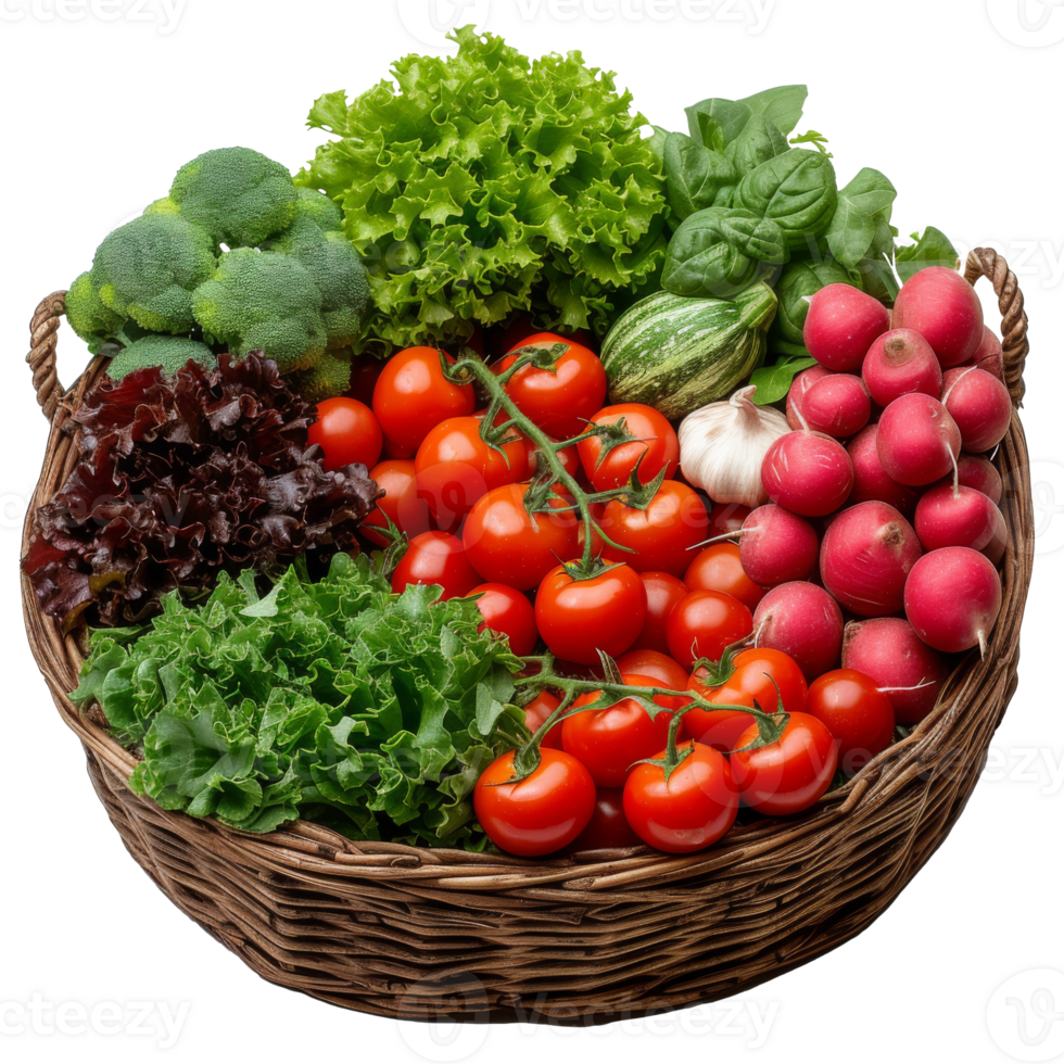 Bountiful Harvest A Wicker Basket Overflowing With Fresh Vegetables png