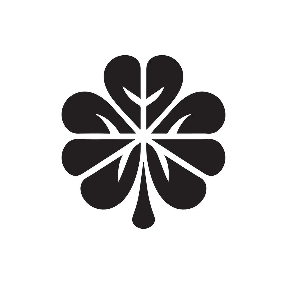 Four-leaf clover icon illustration. Black icon isolated on white background. Clover silhouette. vector