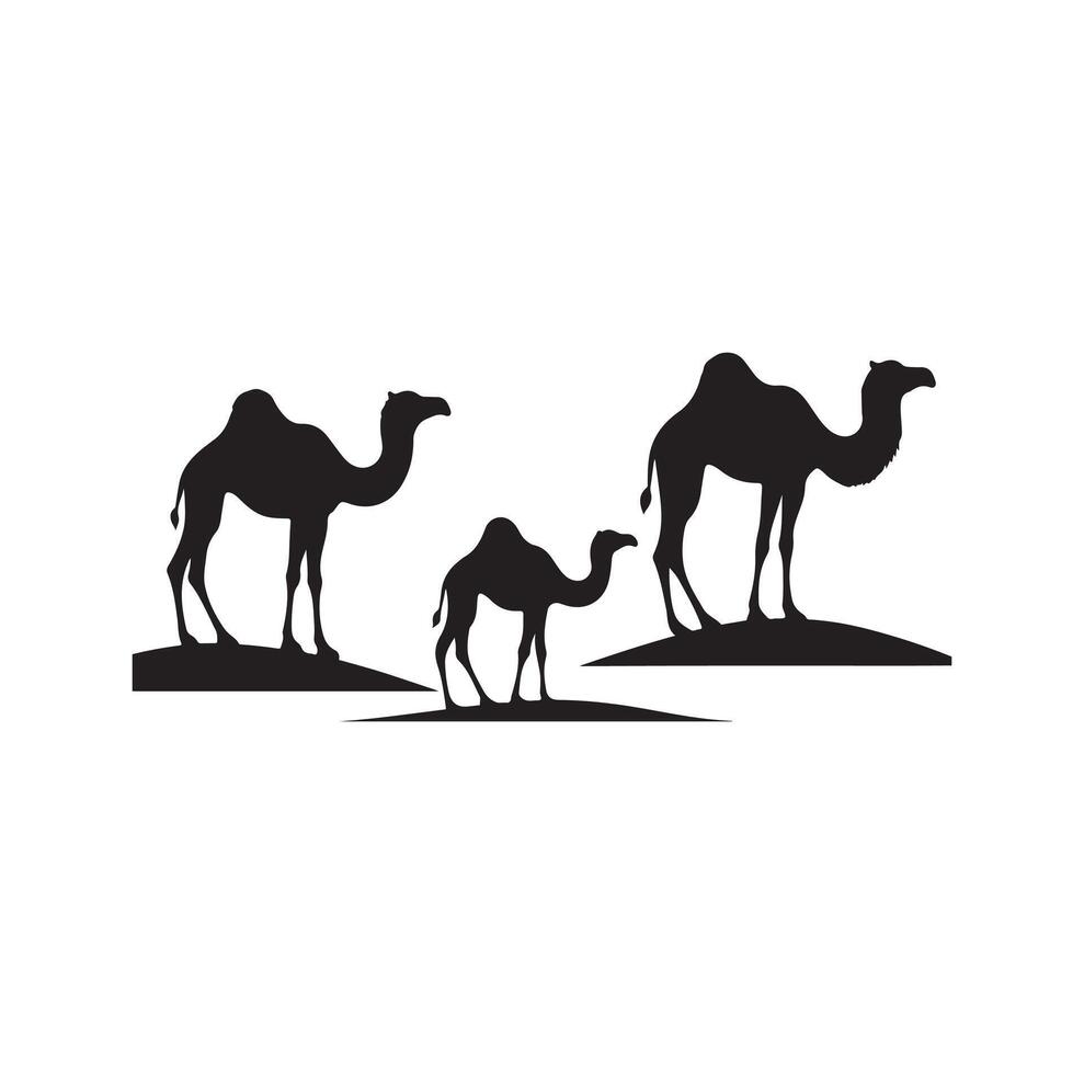 camel silhouettes illustration on white background vector