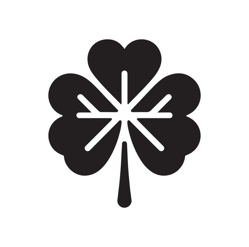 Four-leaf clover icon illustration. Black icon isolated on white background. Clover silhouette. vector