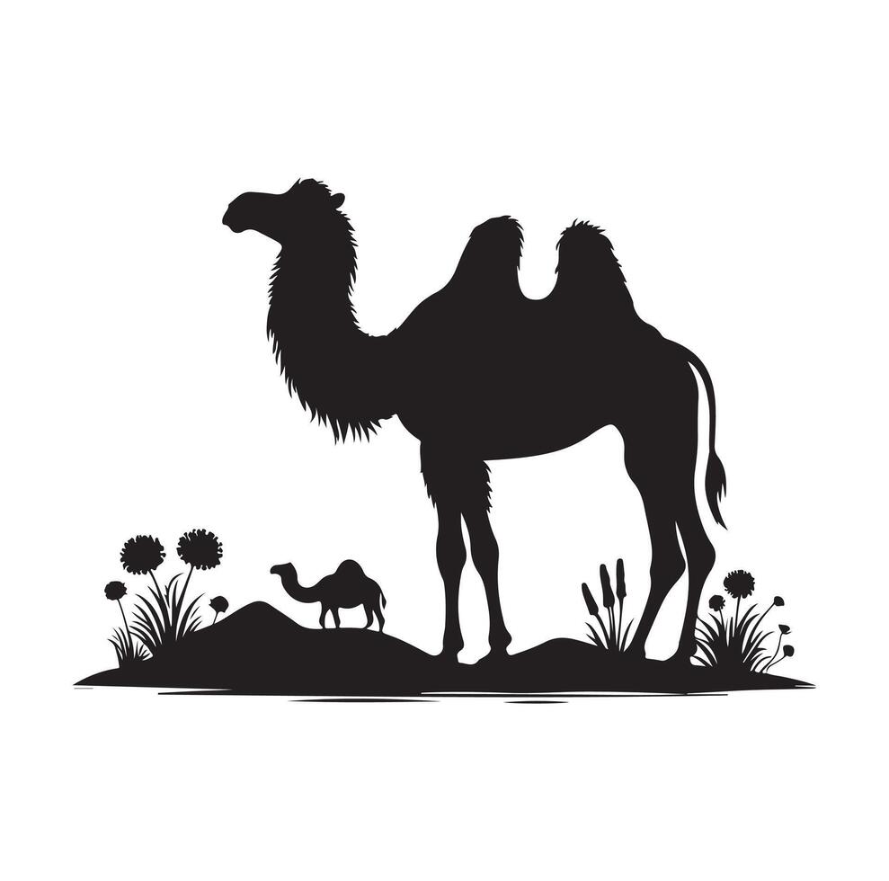 camel silhouettes illustration on white background vector