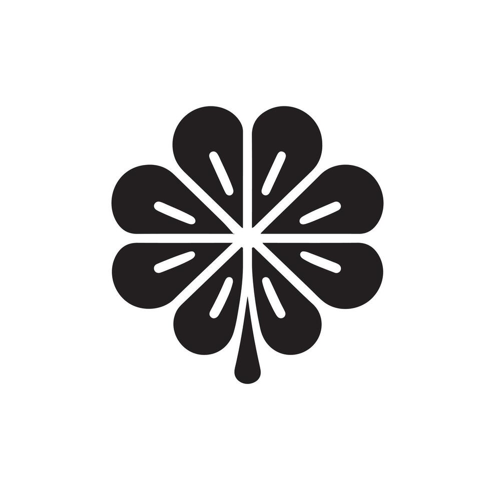 Four-leaf clover icon illustration. Black icon isolated on white background. Clover silhouette. vector