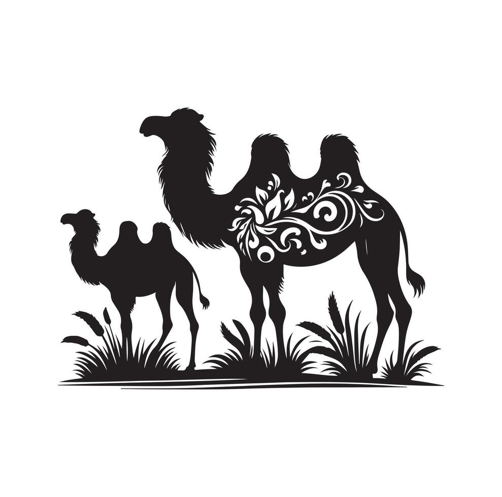 camel silhouettes illustration on white background vector