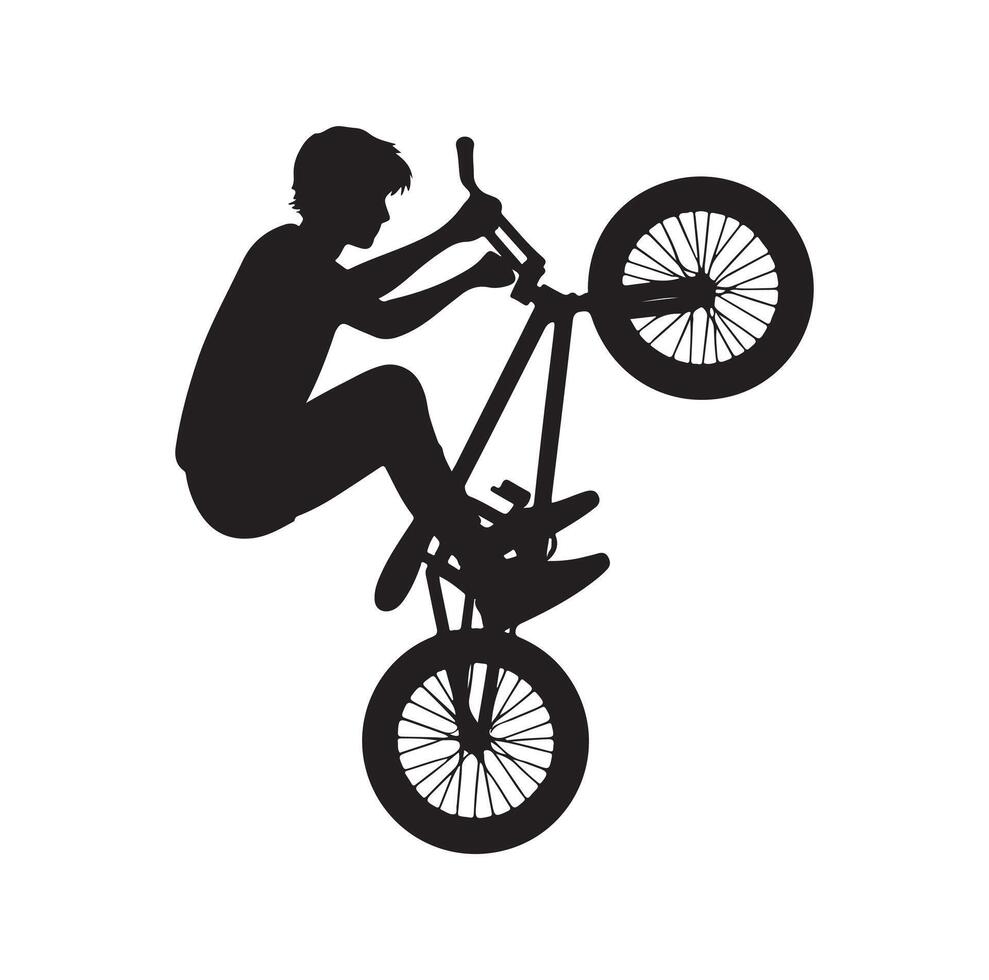 Professional bmx bicycle player silhouette. illustration vector