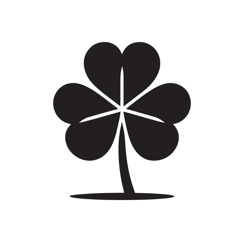 Four-leaf clover icon illustration. Black icon isolated on white background. Clover silhouette. vector