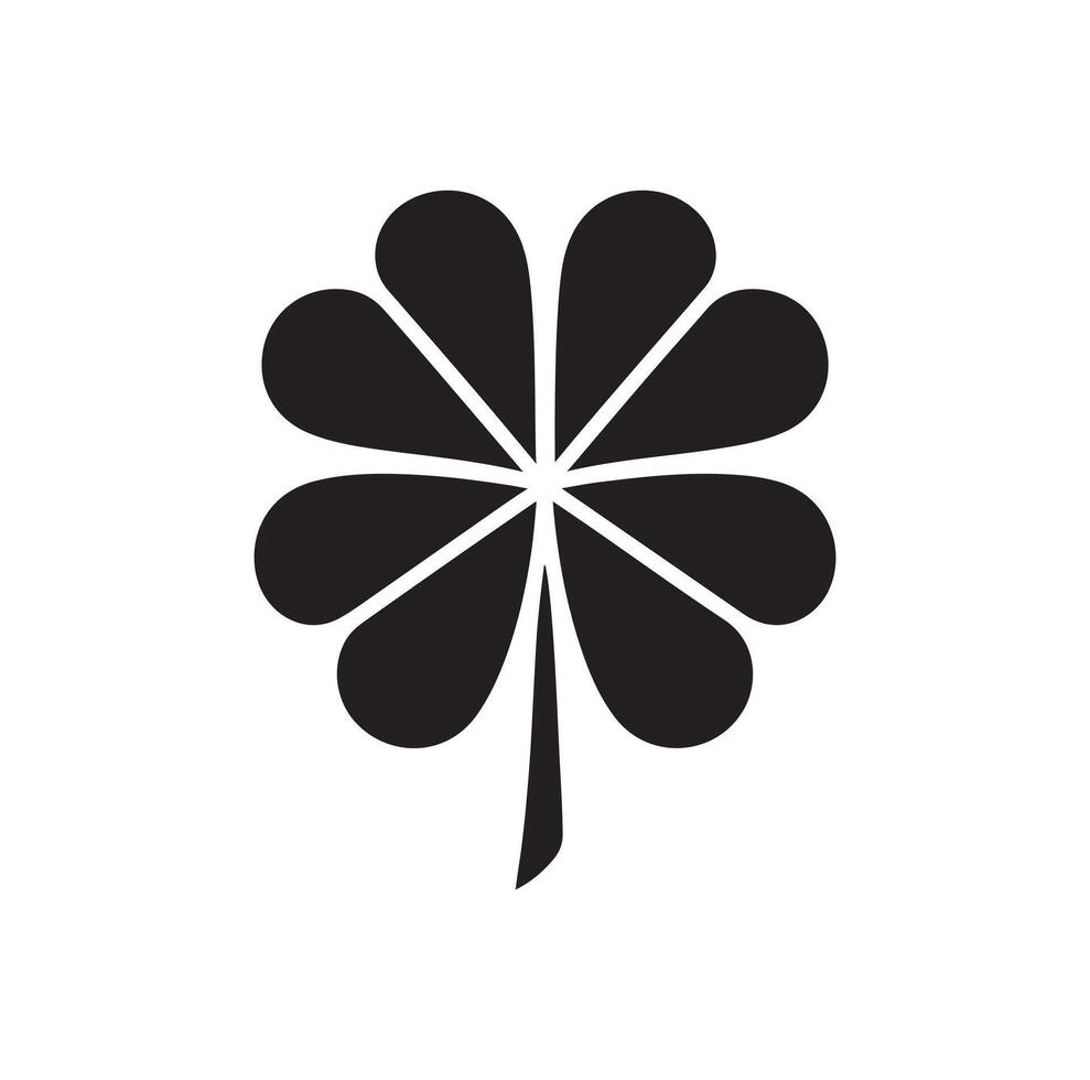 Four-leaf clover icon illustration. Black icon isolated on white background. Clover silhouette. vector