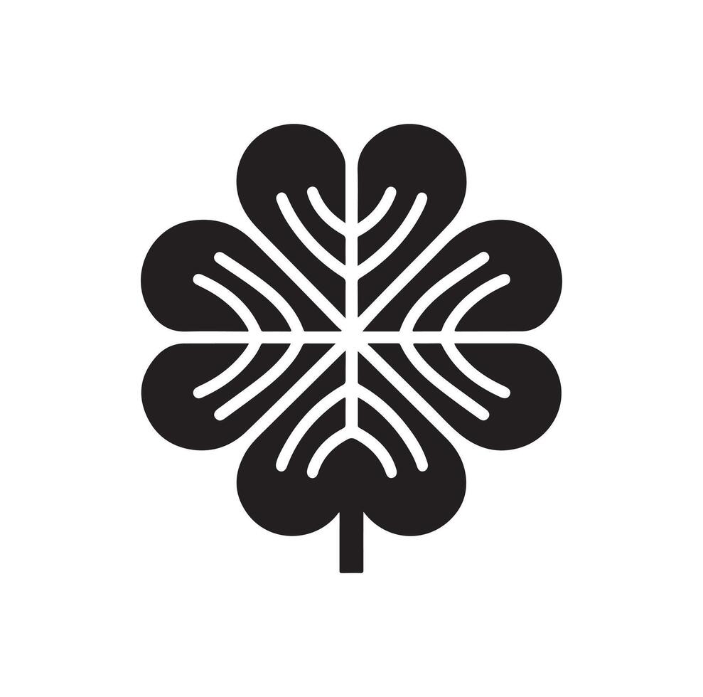 Four-leaf clover icon illustration. Black icon isolated on white background. Clover silhouette. vector