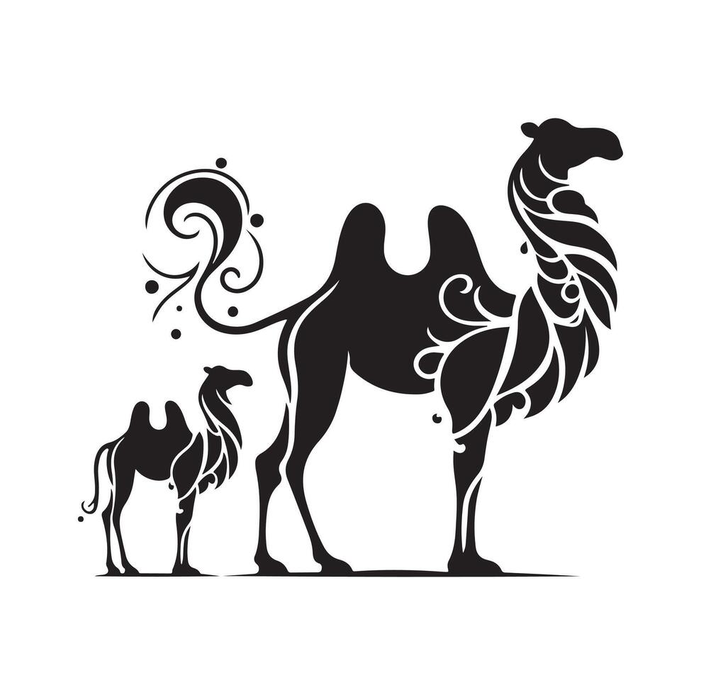 camel silhouettes illustration on white background vector