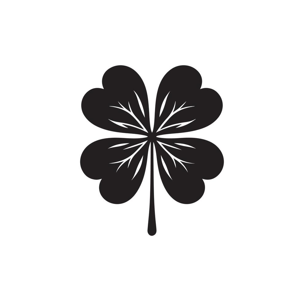 Four-leaf clover icon illustration. Black icon isolated on white background. Clover silhouette. vector