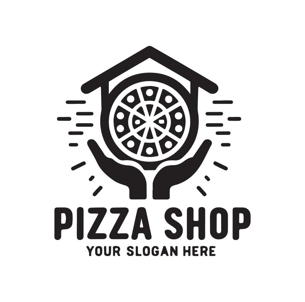 Pizza shop logo illustration vector