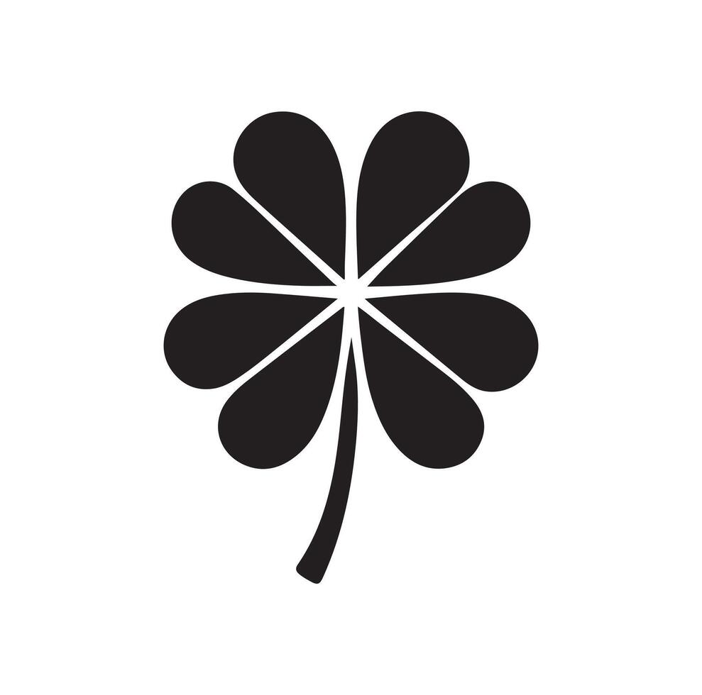 Four-leaf clover icon illustration. Black icon isolated on white background. Clover silhouette. vector