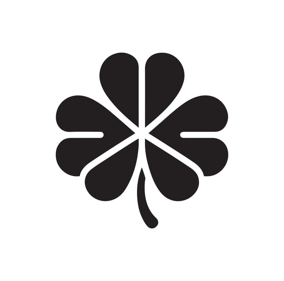 Four-leaf clover icon illustration. Black icon isolated on white background. Clover silhouette. vector