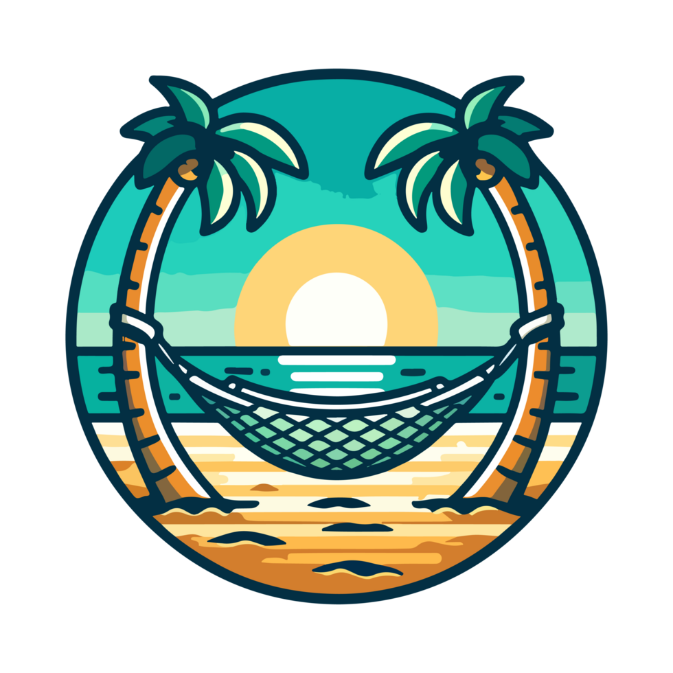 summer beach and hammock badge illustration for t shirt or sticker png