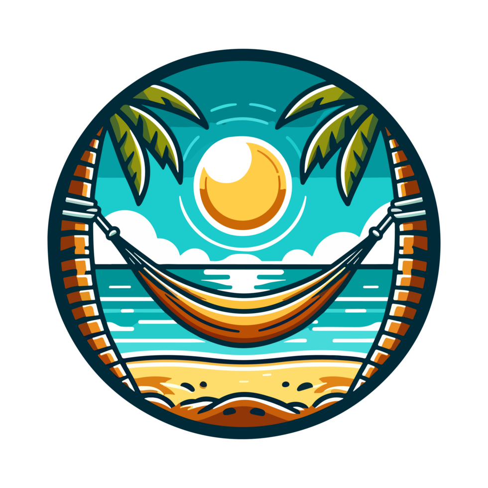 summer beach and hammock badge illustration for t shirt or sticker png