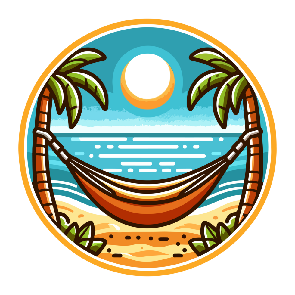 summer beach and hammock badge illustration for t shirt or sticker png