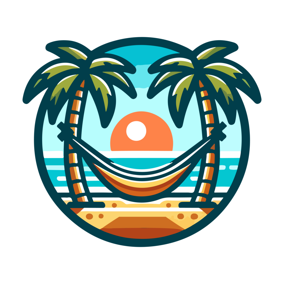 summer beach and hammock badge illustration for t shirt or sticker png