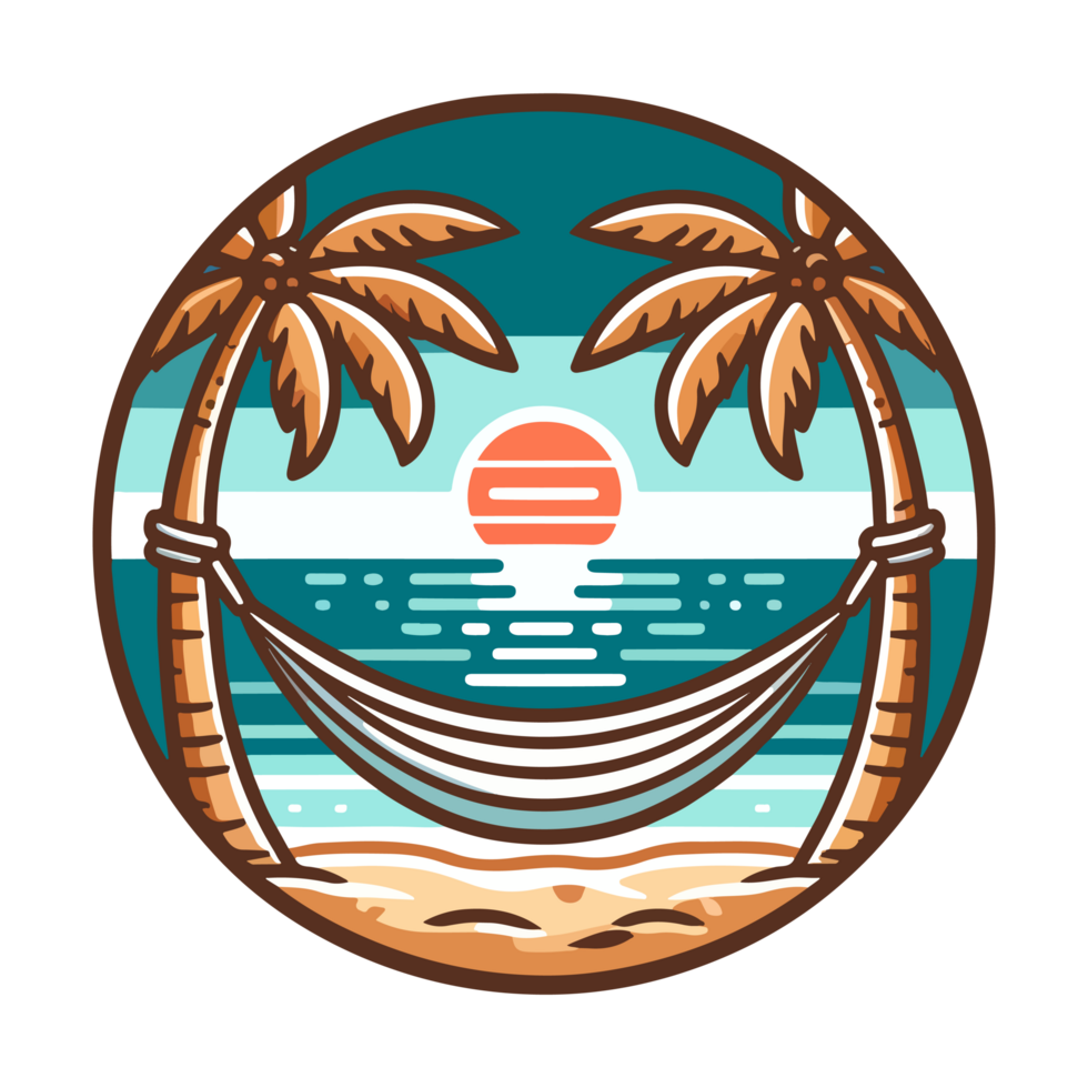 summer beach and hammock badge illustration for t shirt or sticker png