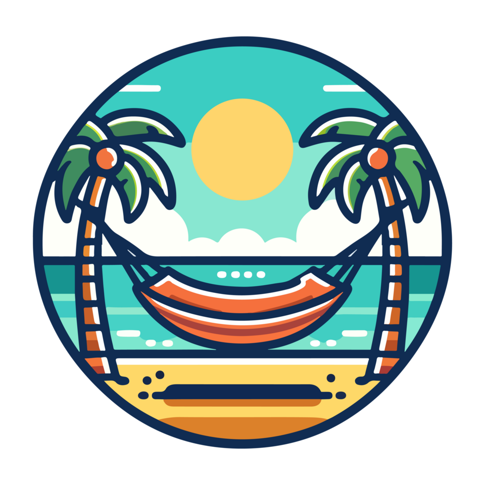summer beach and hammock badge illustration for t shirt or sticker png