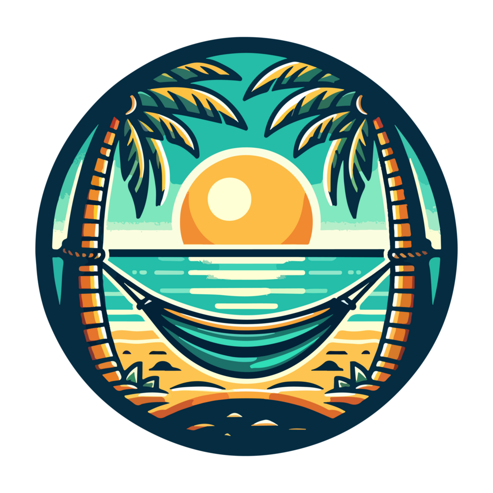 summer beach and hammock badge illustration for t shirt or sticker png