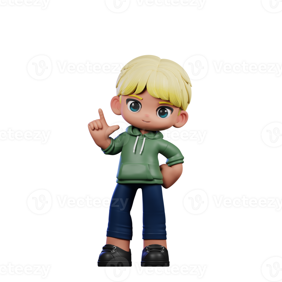 3d Cartoon Character with Blonde Hair Standing Pose png