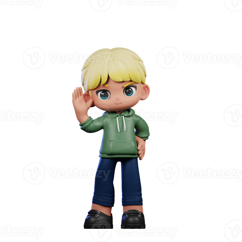 3d Cartoon Character with Blonde Hair Greeting Pose png