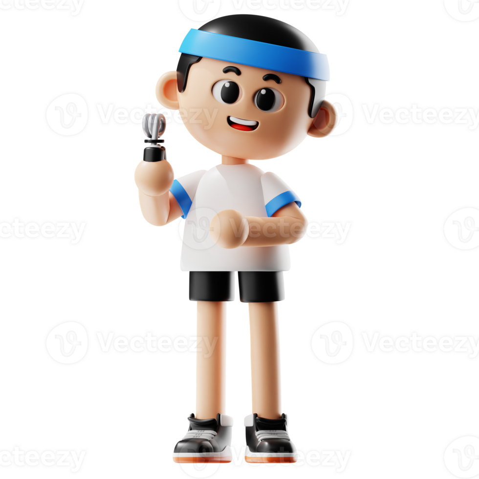 3d Fitness Cartoon Using Hand Gripper Pose png