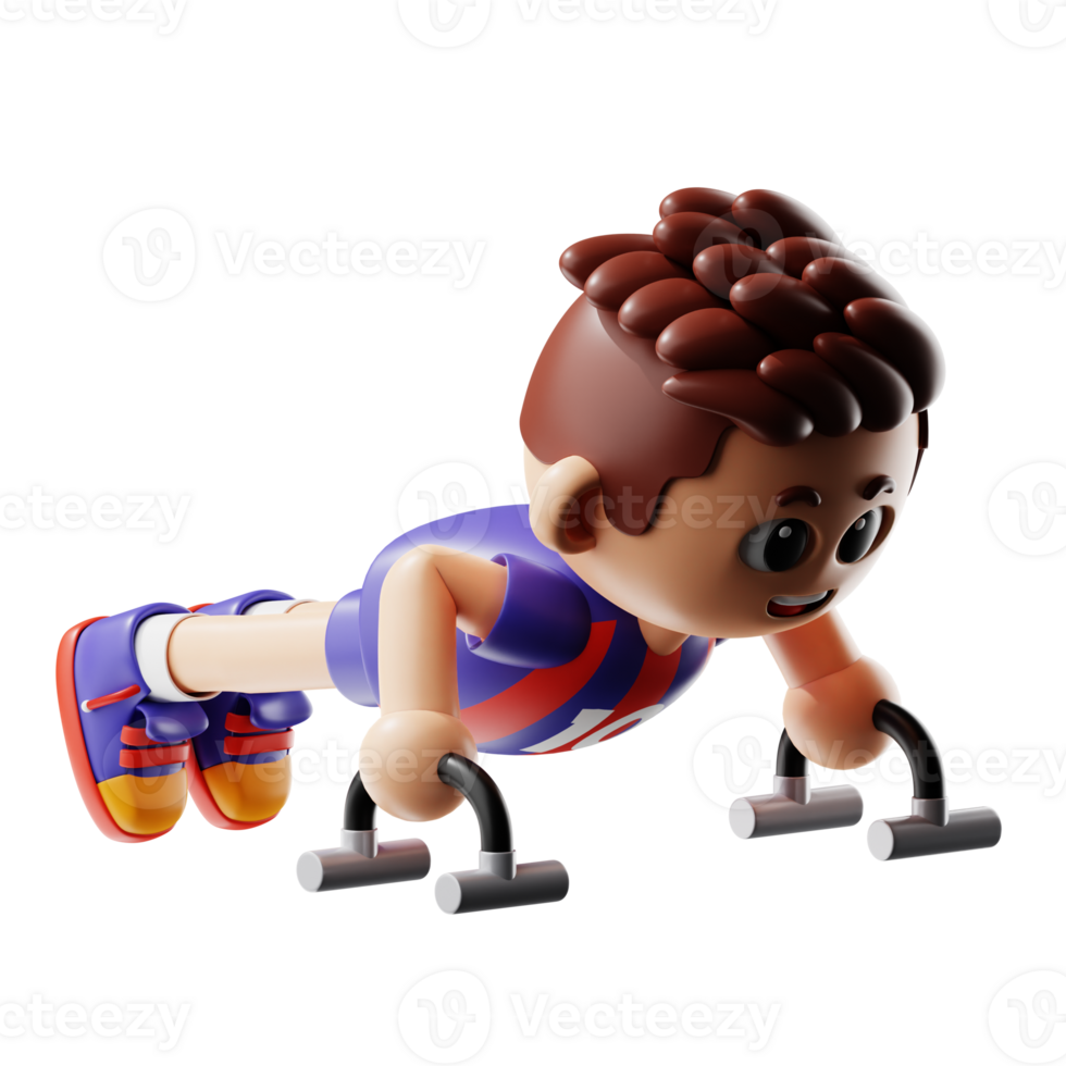 3d Football Player Fitness With Push Up Stand png