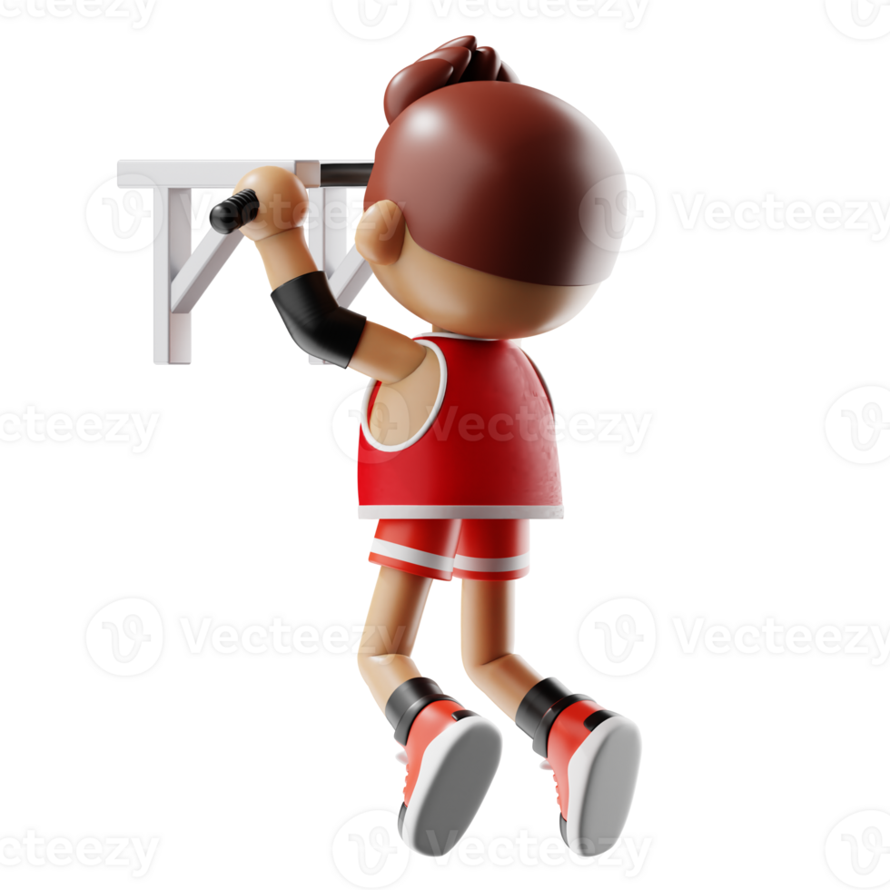 3d Basketball Player Fitness With Pull Up Bar png