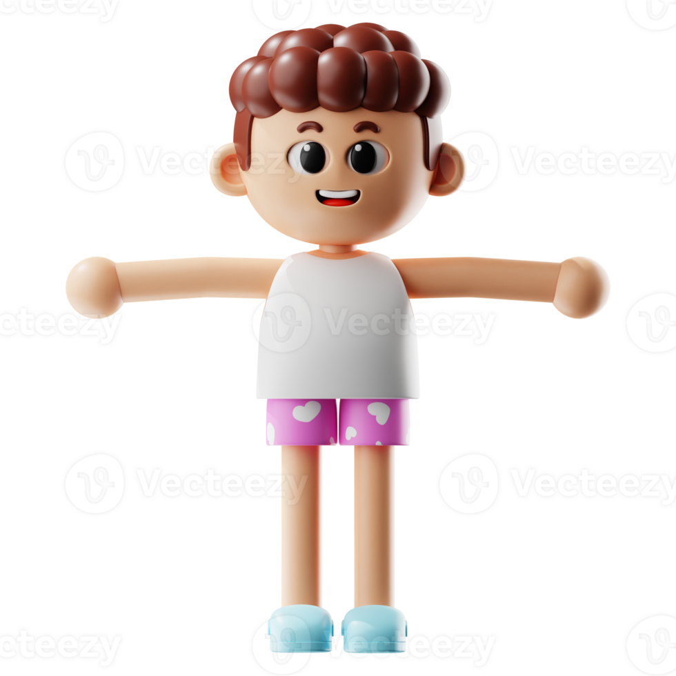 3d Fitness Boy Wearing Pajamas With T POSE png