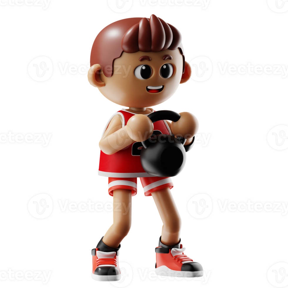 3d Basketball Player Fitness With Kettle Bell png
