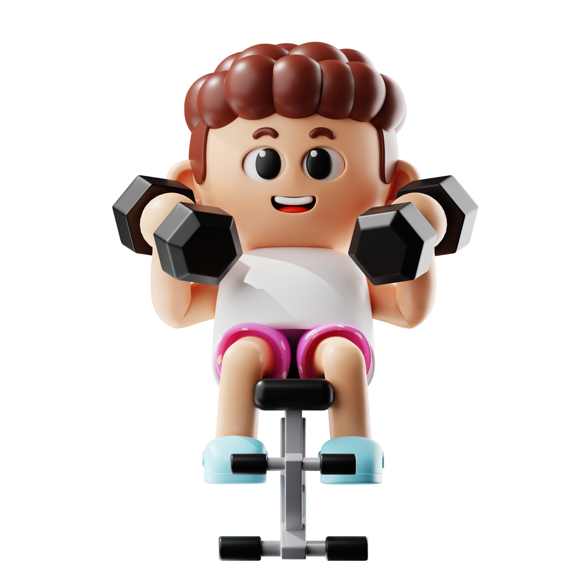 3d Fitness Boy Wearing Pajamas With Workout Bench Exercise 46301207 PNG