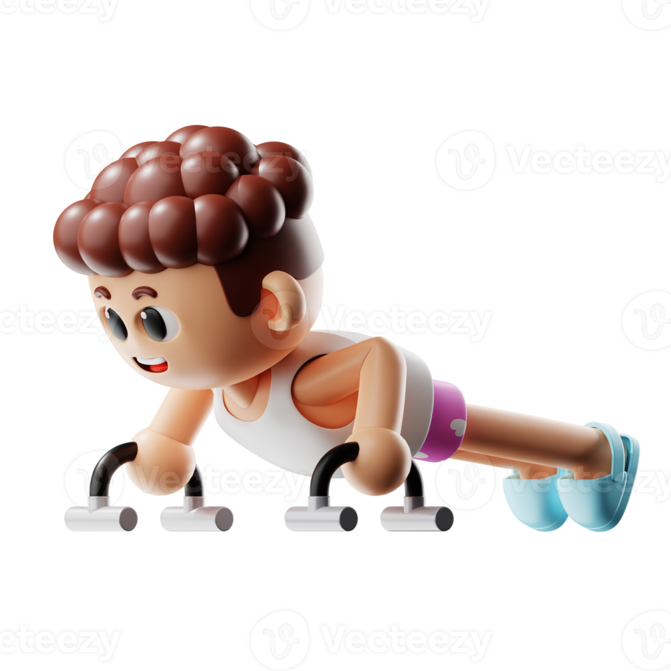 3d Fitness Boy Wearing Pajamas With Push Up Stand png
