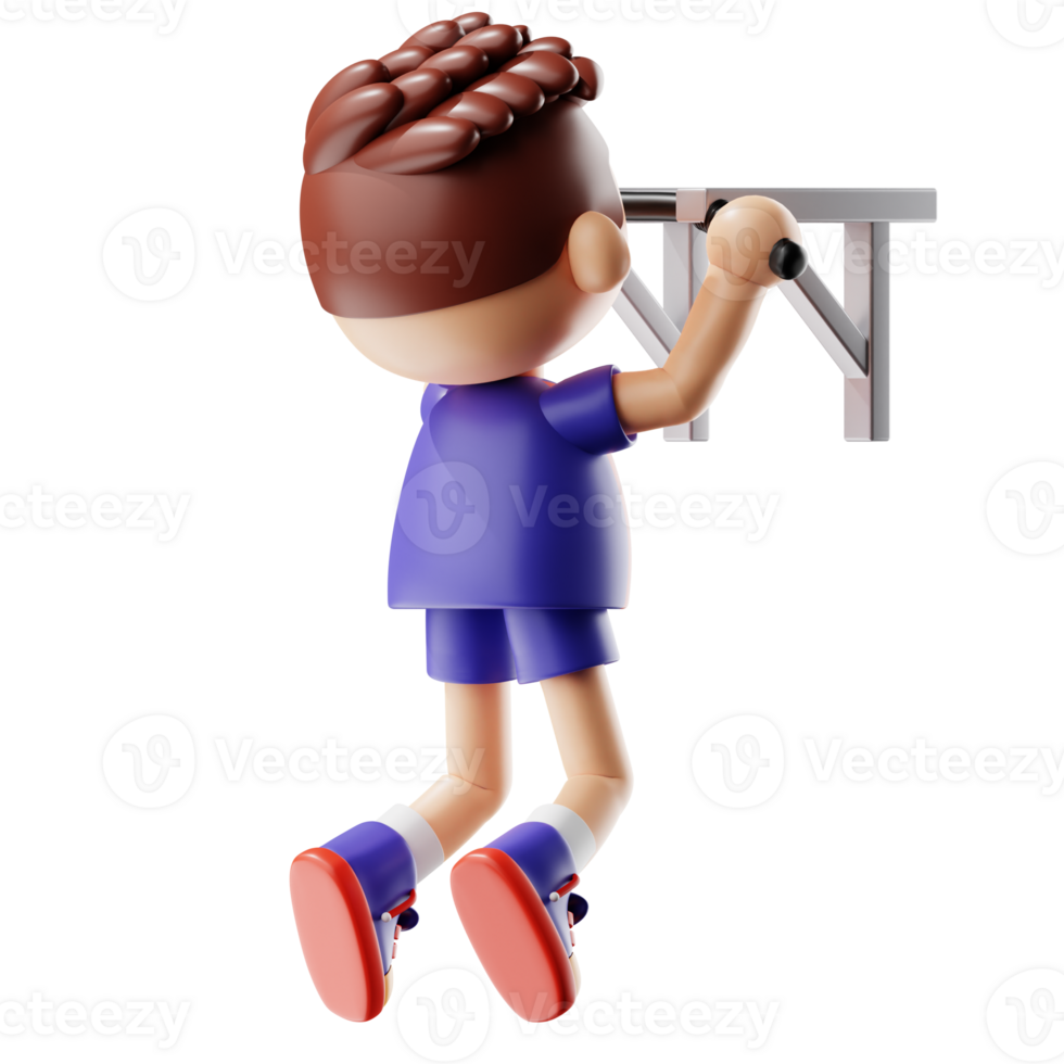 3d Football Player Fitness With Pull Up Bar png