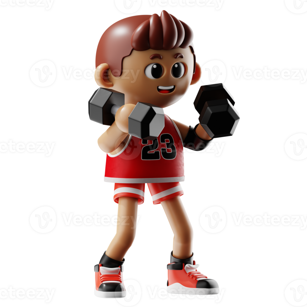 3d Basketball Player Fitness With Hexagonal Dubbell png