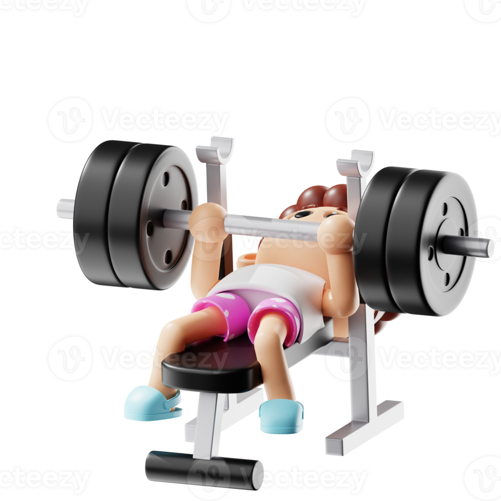 3d Fitness Boy Wearing Pajamas With Power Lifting Bench Press png