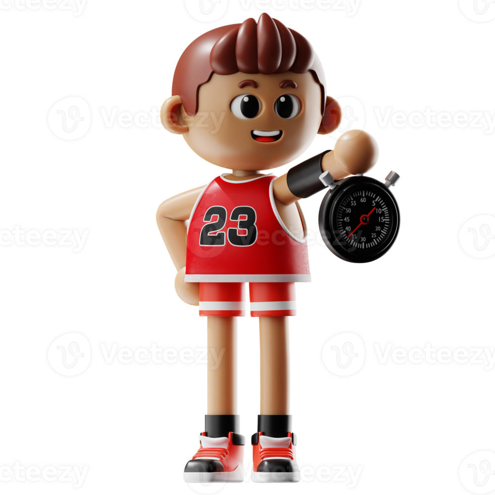 3d Basketball Player Fitness With Stopwatch png