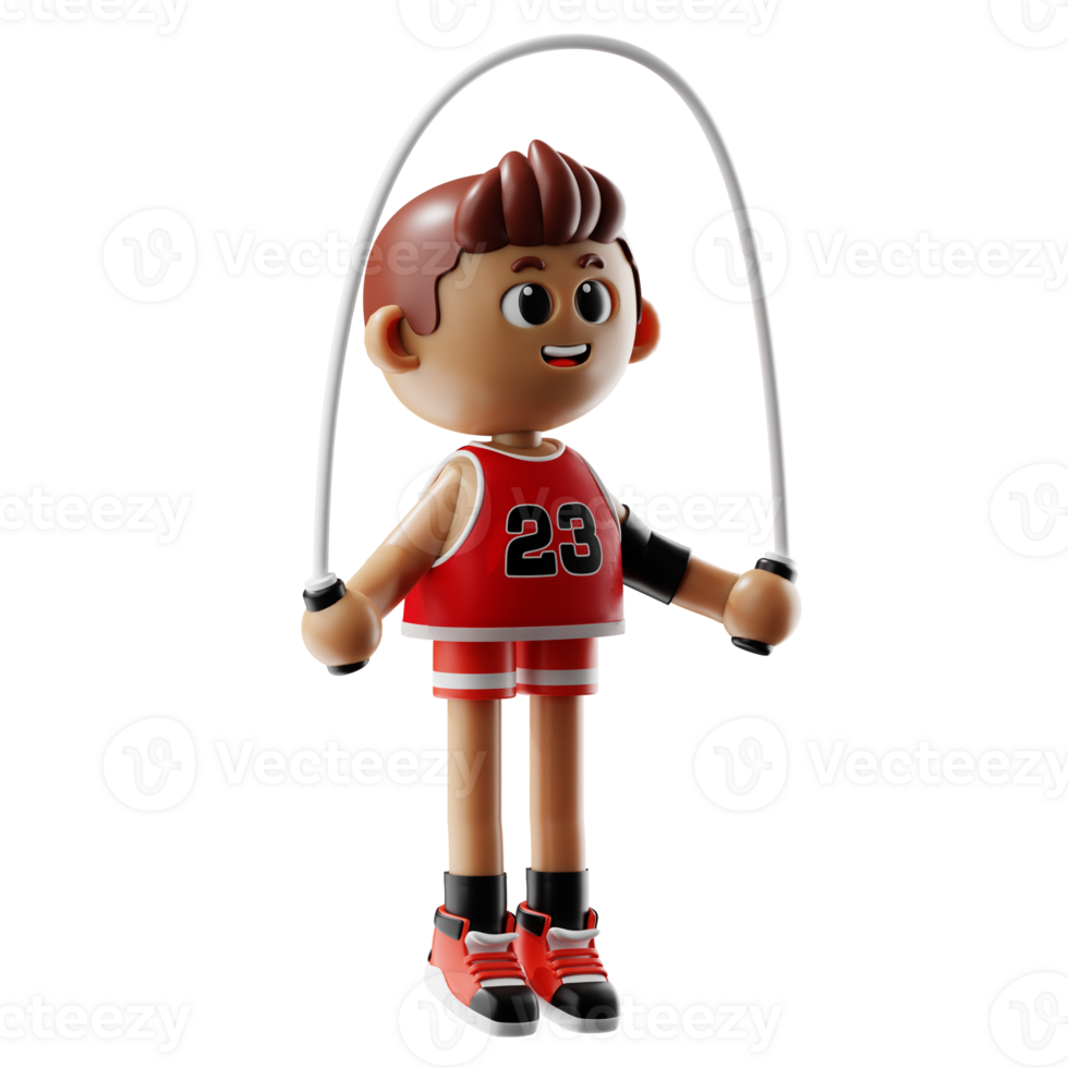 3d Basketball Player Fitness With Jump Rope png