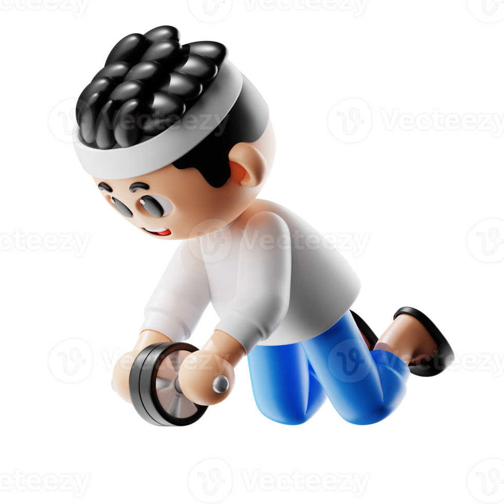 3d Fitness Boy With Wheel Roller And Sweater And Sweater png