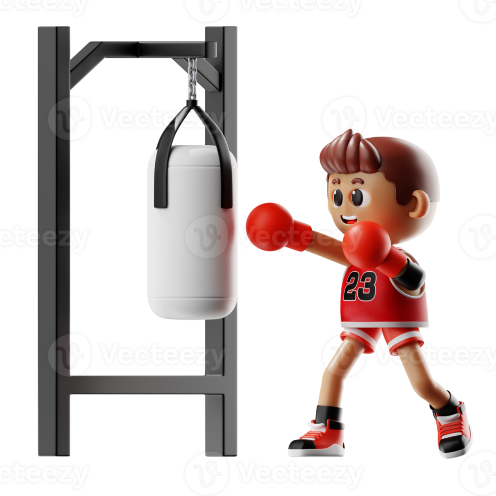 3d Basketball Player Fitness With Punching Bag png