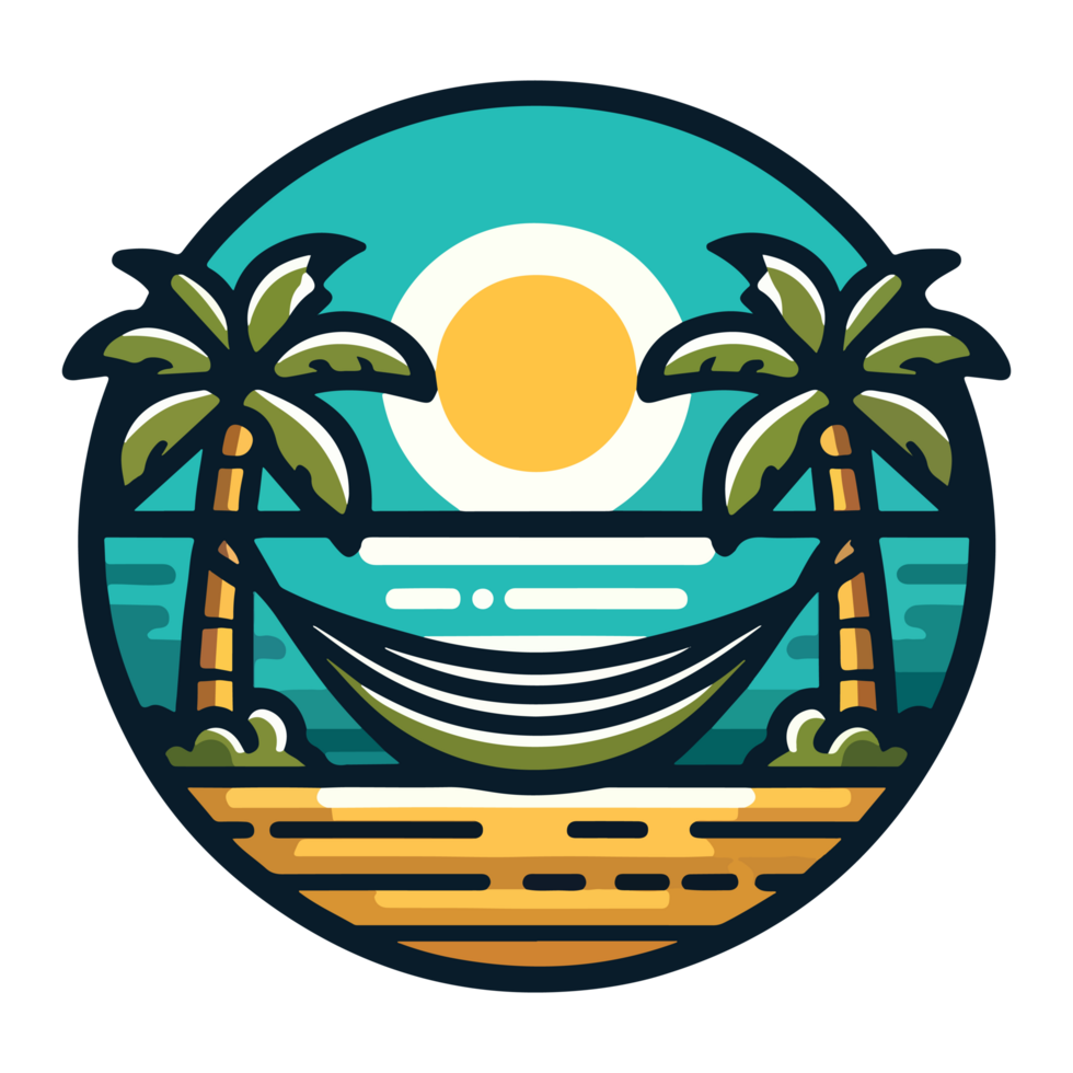 summer beach and hammock badge illustration for t shirt or sticker png