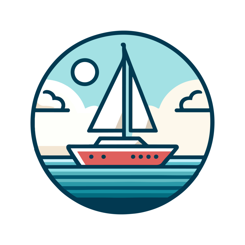 summer sailboat badge illustration for t shirt or sticker png