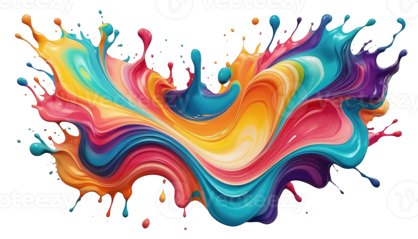 Abstract 3D fluid vibrant colorfull againts transparent background png